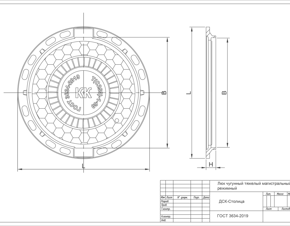 Люк тип ТМР (С250)-1-60  Сеть КК H=100